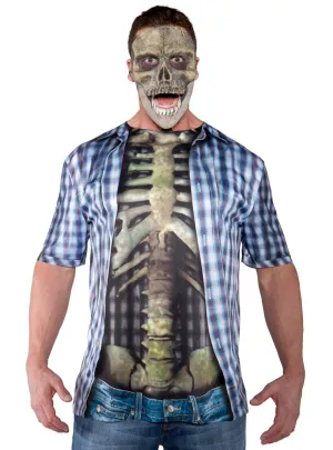 Photo Real Skeleton Print Mens Halloween Costume Shirt