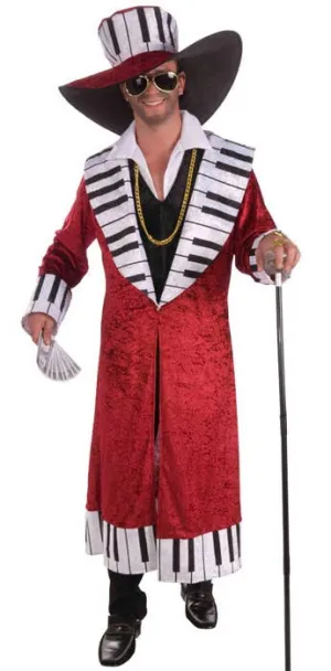 Piano Playa Mens Red Velvet Pimp Dress Up Costume
