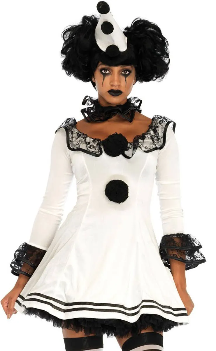 Pierrot Clown Womens Halloween Costume
