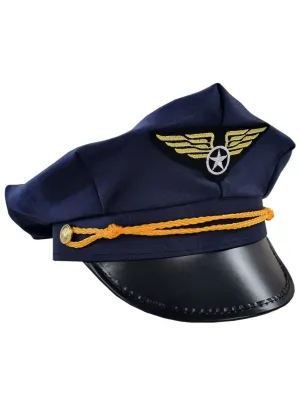 Pilot Captain Navy Blue Costume Hat