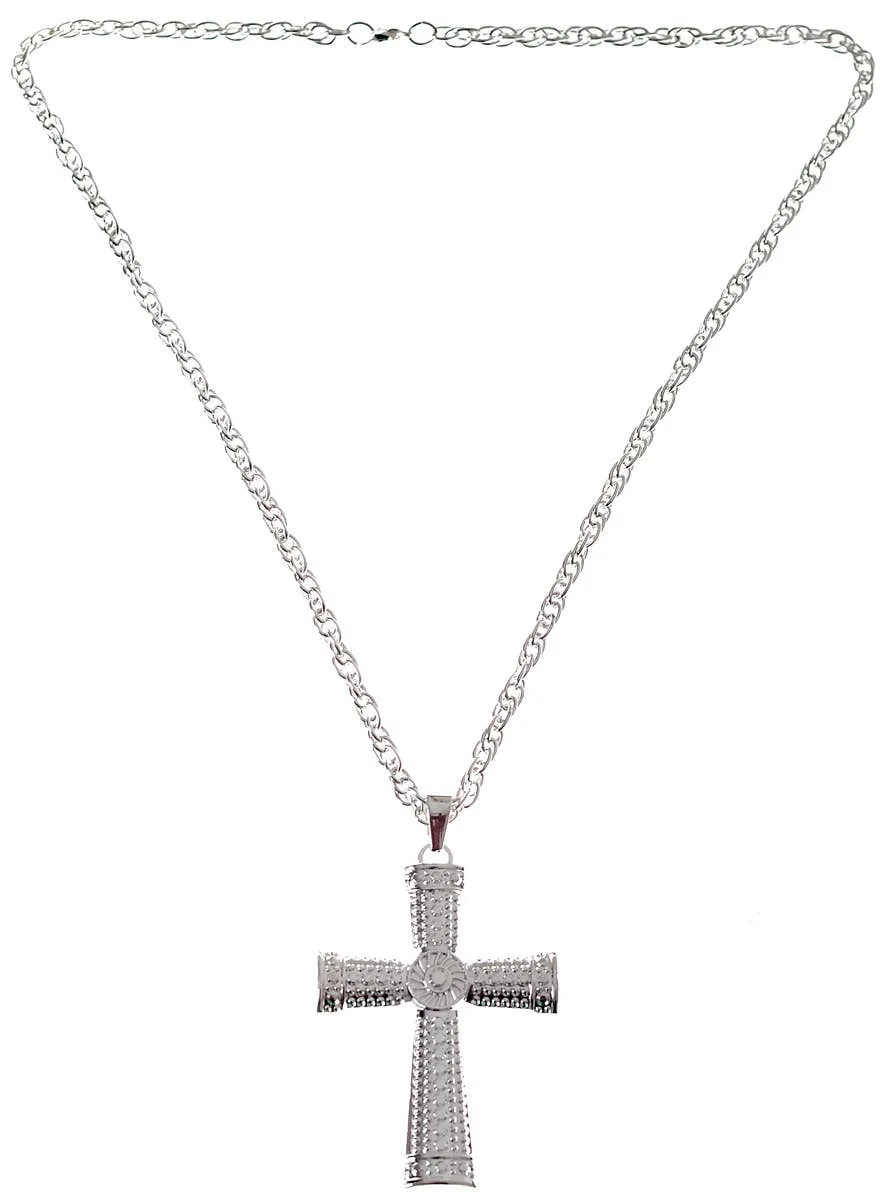 Pimp Silver Cross Deluxe Costume Necklace