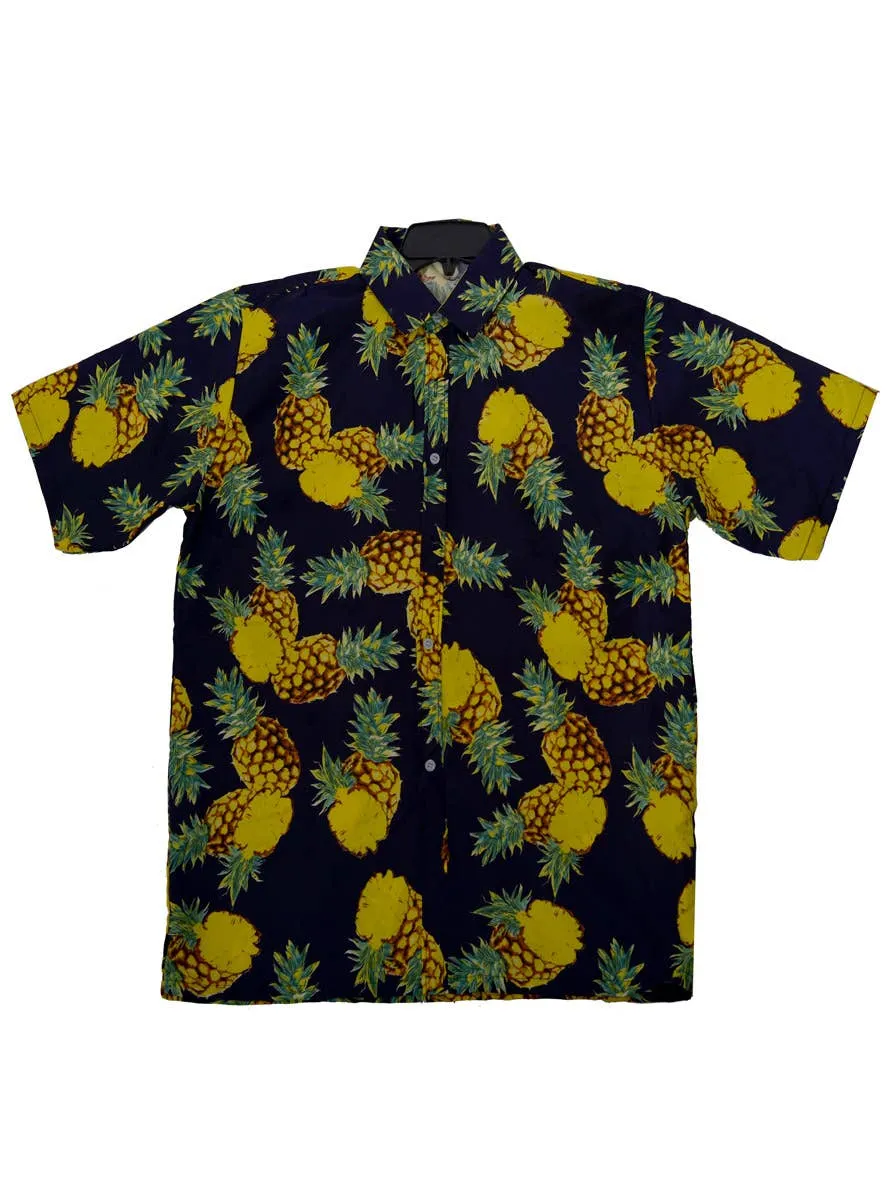 Pineapple Print Mens Hawaiian Costume Shirt