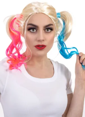 Pink and Blue Harlequin Womens Costume Wig