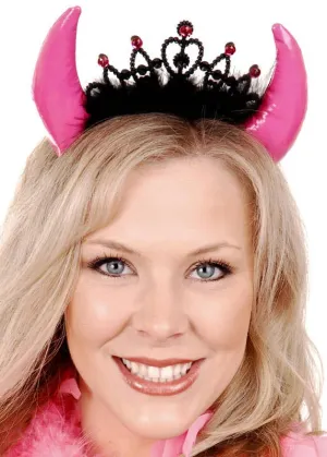 Pink Devil Costume Horns with Tiara