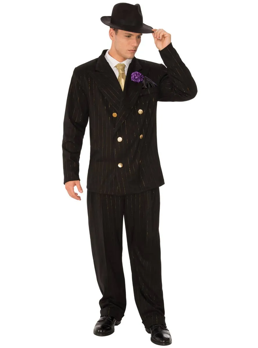 Pinstripe Gangster Mens 1920s Fancy Dress Costume