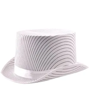 Pinstripe White Satin Top Hat