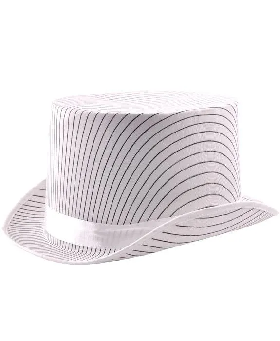 Pinstripe White Satin Top Hat