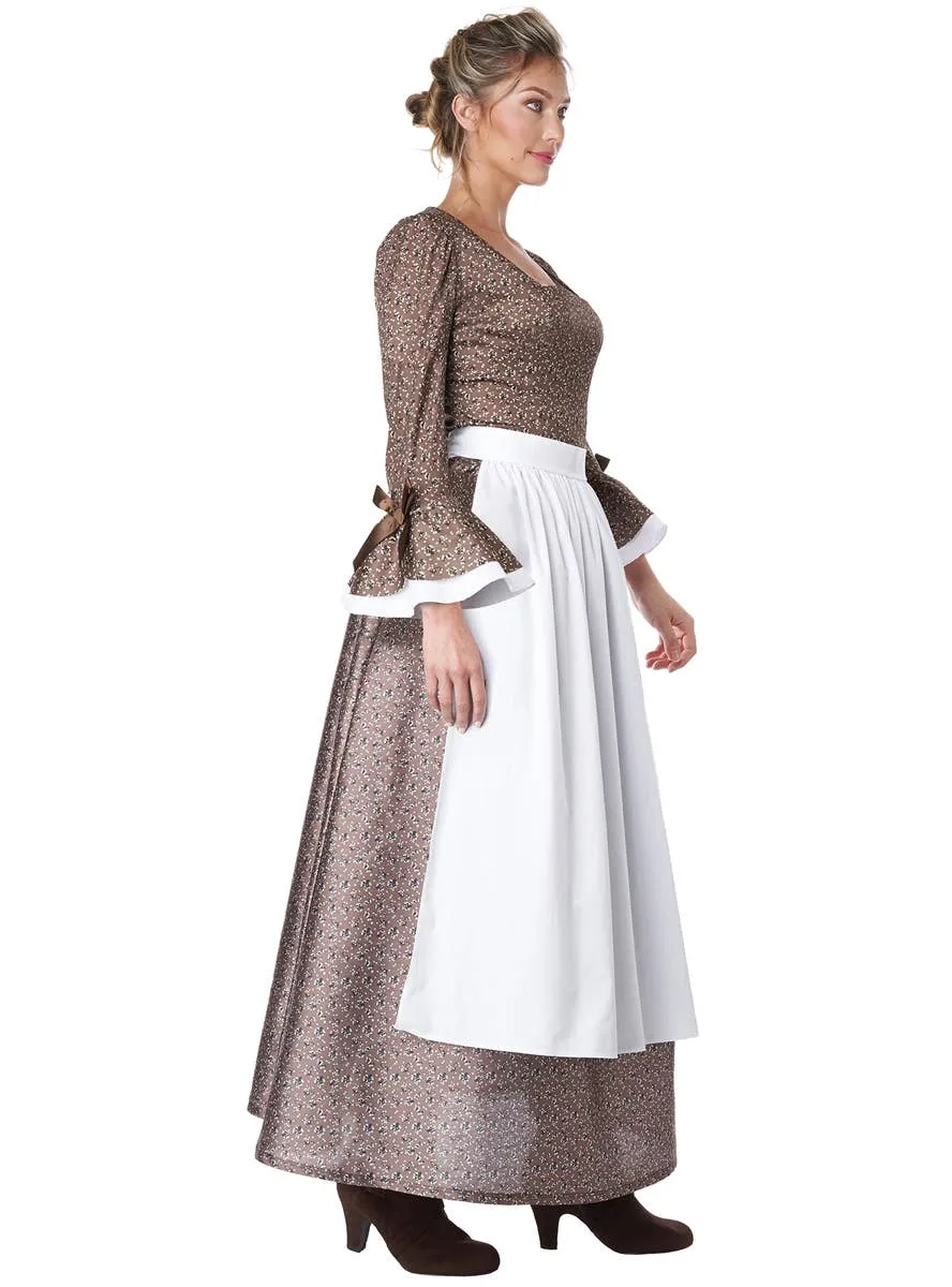 Pioneer Womens Floral Brown American Colonial Costume