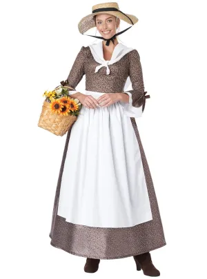 Pioneer Womens Floral Brown American Colonial Costume
