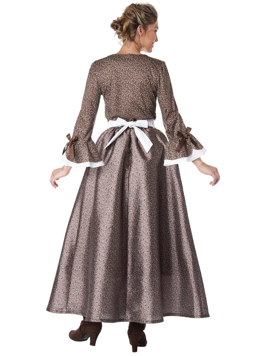 Pioneer Womens Floral Brown American Colonial Costume