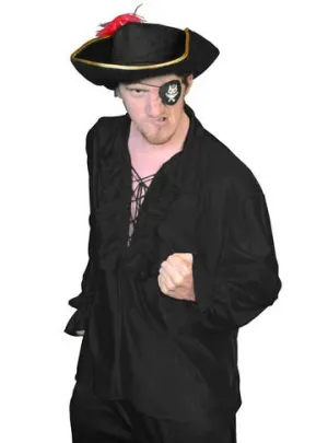 Pirate Captain Mens Black Costume Shirt