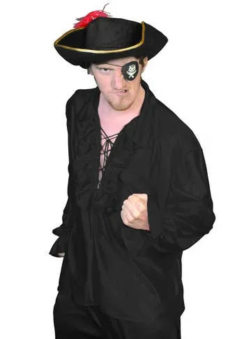 Pirate Captain Mens Black Costume Shirt
