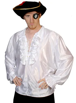 Pirate Captain Mens Ruffled White Costume Shirt