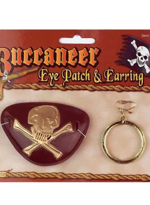 Pirate Eye Patch and Earring Costume Accessory Set
