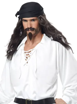 Pirate Mens Wig With Moustache And Chin Hair
