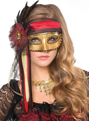 Pirate Red and Gold Masquerade Mask