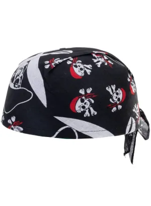 Pirate Skull and Cross-Bones Black Bandanna Costume Hat