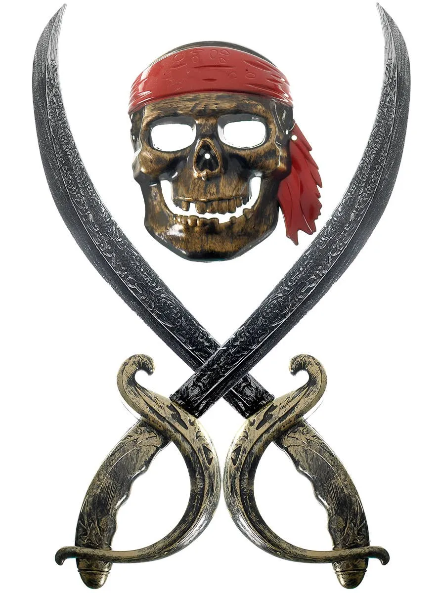 Pirate Skull Mask and Swords Kids Accessory Set