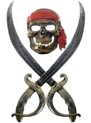 Pirate Skull Mask and Swords Kids Accessory Set