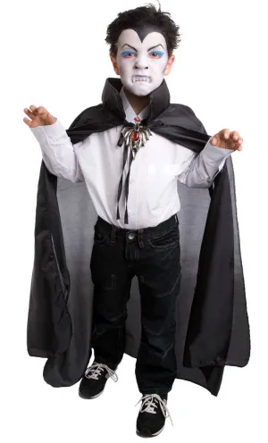 Plain Black Childrens Cape with Collar