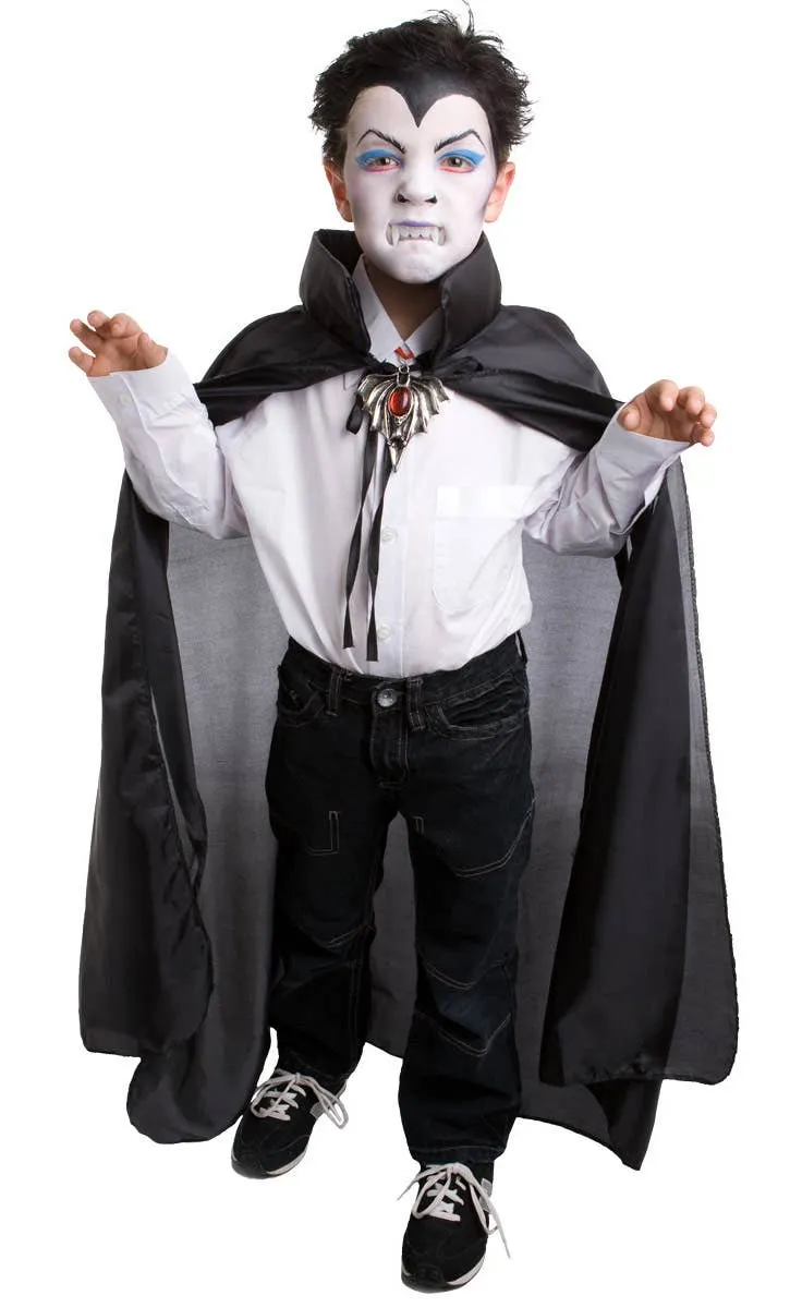 Plain Black Childrens Cape with Collar