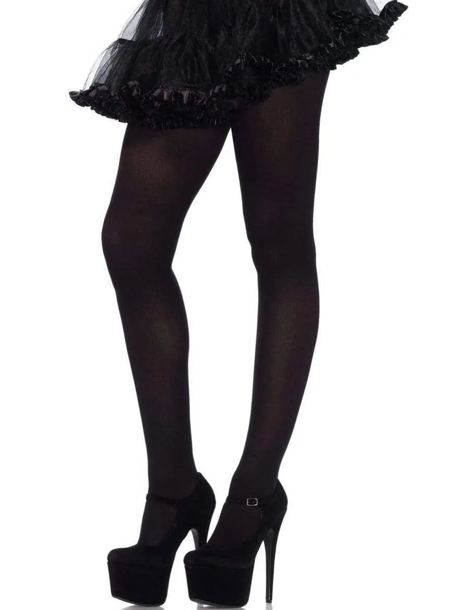 Plain Black Full Length Opaque Womens Pantyhose