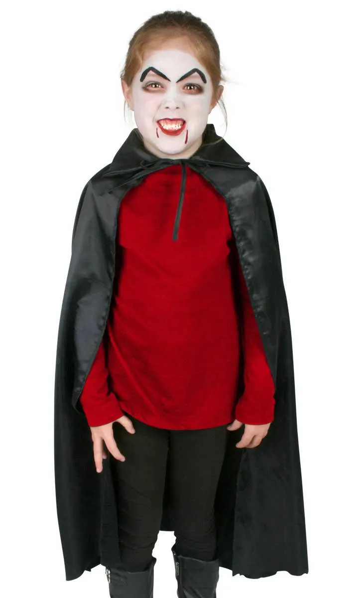 Plain Black Satin Childrens Cape