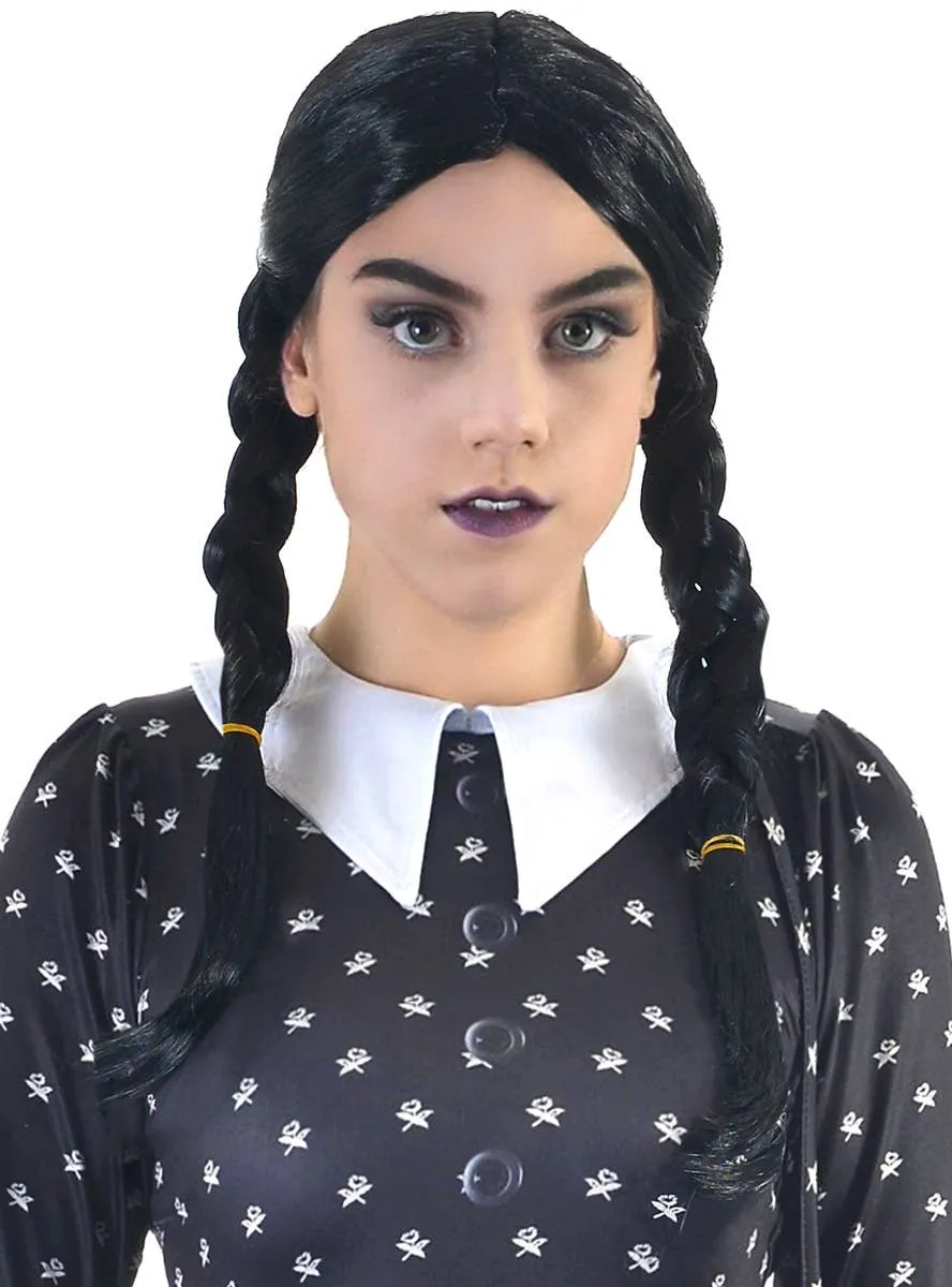 Plaited Teen Girls Wednesday Addams Halloween Costume Wig