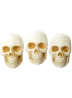 Plastic Human Skulls 3 Pack Halloween Decorations