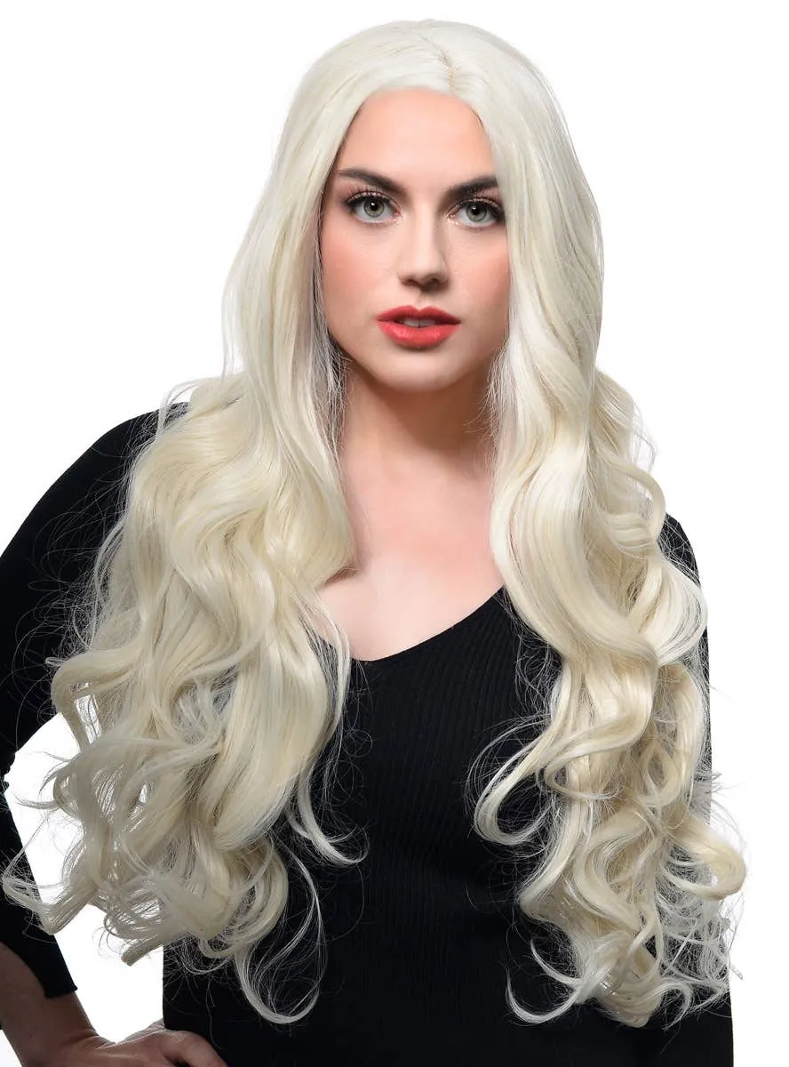 Platinum Blonde Long Loose Curls Lace Front Fashion Wig