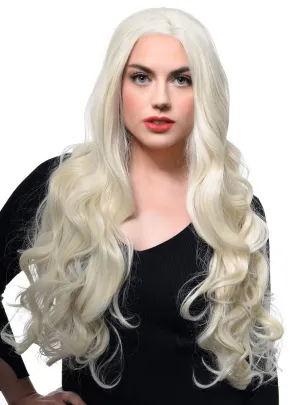Platinum Blonde Long Loose Curls Lace Front Fashion Wig