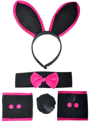 Playboy Bunny Inspired Black and Pink Costume Accessory Set