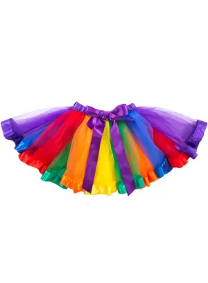 Pleated Bright Rainbow Womens Costume Tutu Skirt