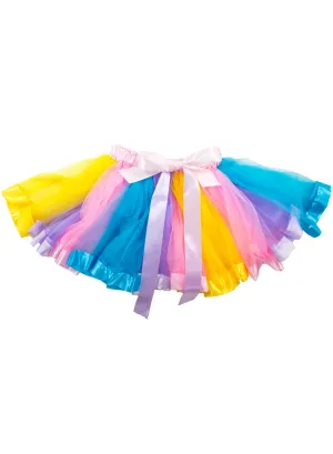 Pleated Pastel Rainbow Womens Costume Tutu Skirt