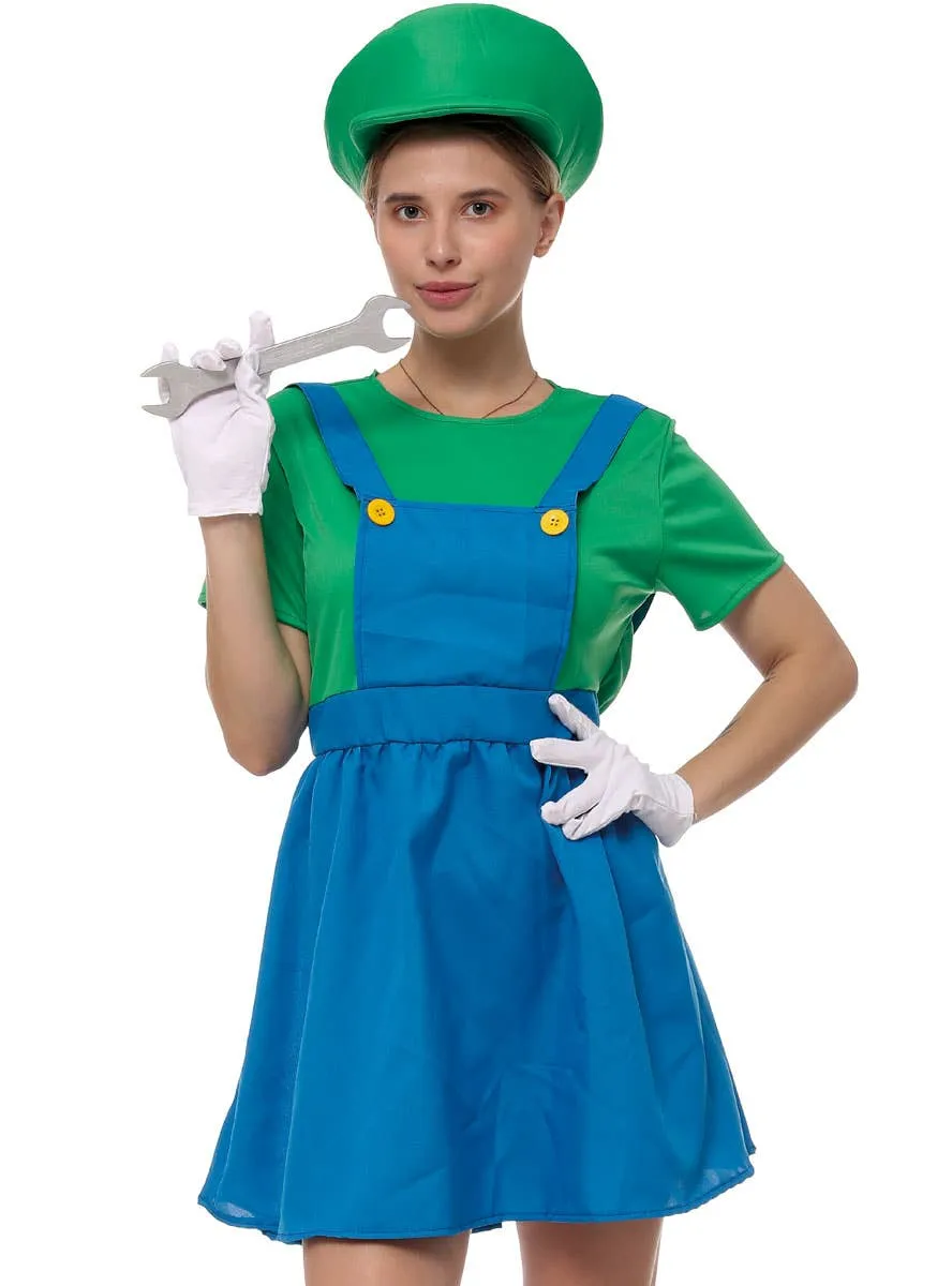 Plumber Womens Green Gaming Character Costume
