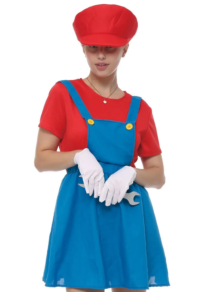 Plumber Womens Red Gaming Character Costume