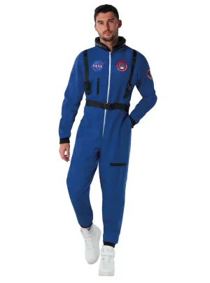 Plus Size Mens Blue NASA Space Astronaut Costume