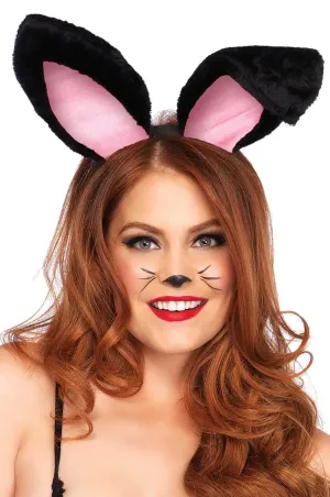Plush Black Bunny Rabbit Ears Headband Costume Accessory