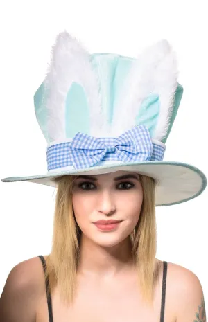 Plush Blue Easter Top Hat With Bunny Ears