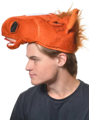 Plush Brown Horse's Head Funny Novelty Adults Hat