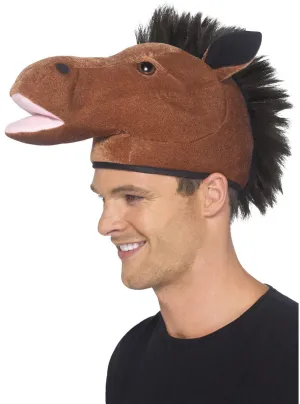 Plush Brown Novelty Horse Head Costume Hat