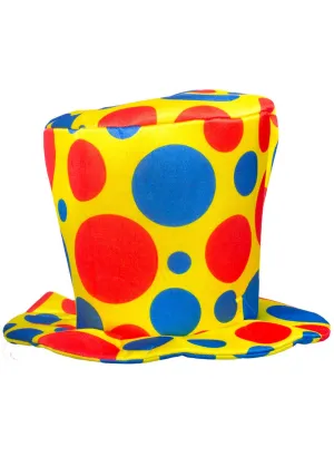 Plush Colourful Polka Dot Clown Costume Top Hat
