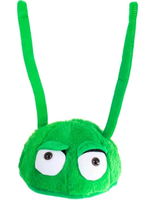 Plush Green Cartoon Alien Costume Hat with Antennae