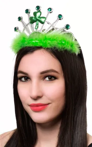 Plush Green Shamrock St Patrick's Day Tiara Accessory
