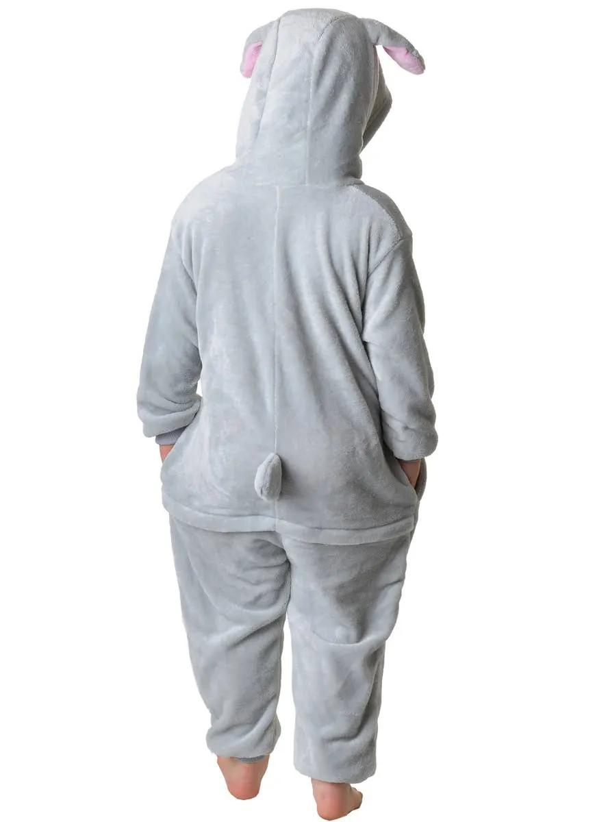 Plush Grey Bunny Rabbit Kids Costume Onesie