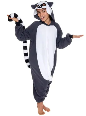 Plush Grey Lemur Kids Animal Onesie Costume