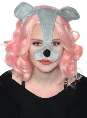 Plush Grey Mouse Ears and Nose Headband