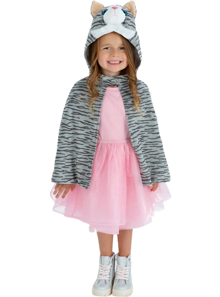 Plush Kitten Girls Hooded Animal Costume Cape