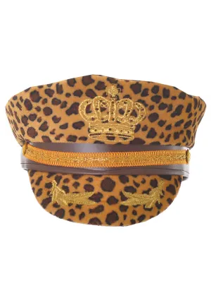 Plush Leopard Print Costume Hat with Crown