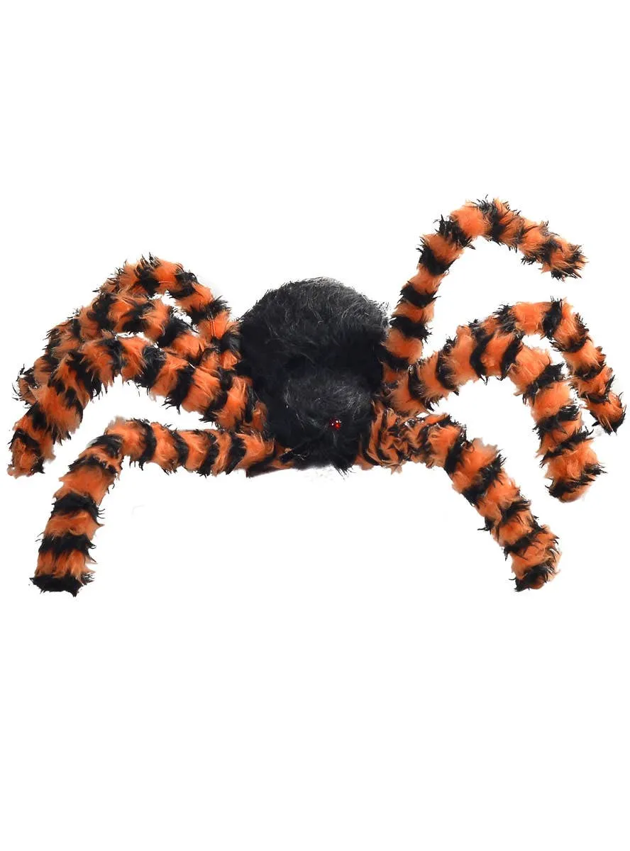 Plush Orange and Black Light Up Spider Halloween Decoration